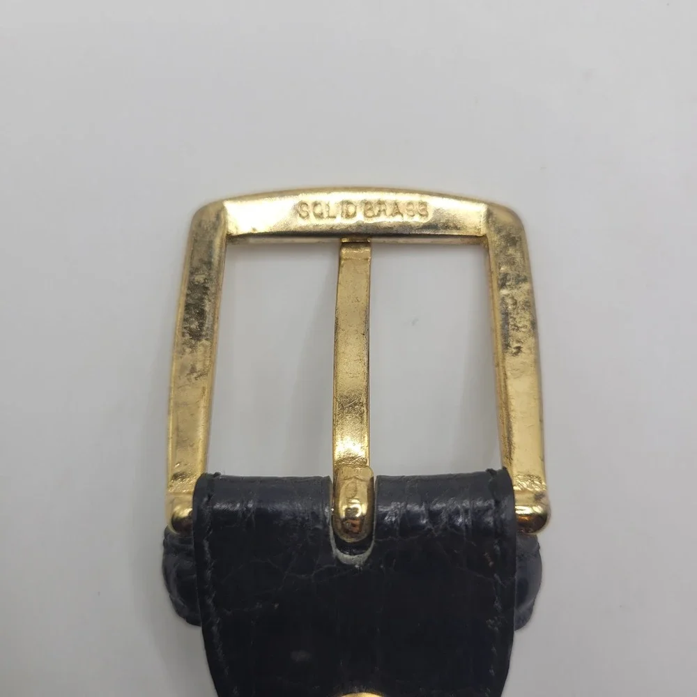 Black Crocodile Leather Belt Mens 40 Brass Buckle Luxury EXOTIC Classic Heritage